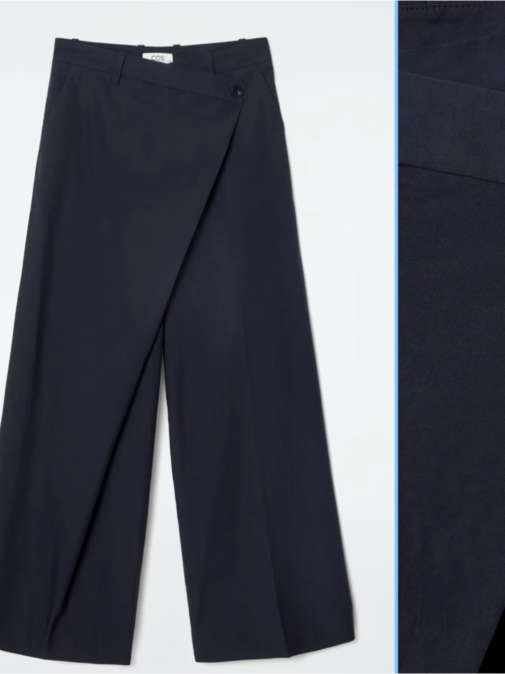 COS Navy Wrap-Front Wide Leg Trousers size 4 NWT